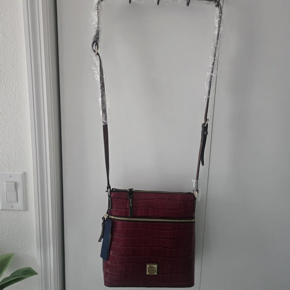 Dooney & Bourke Burgundy Croc Embossed Crossbody Bag - Picture 4 of 9